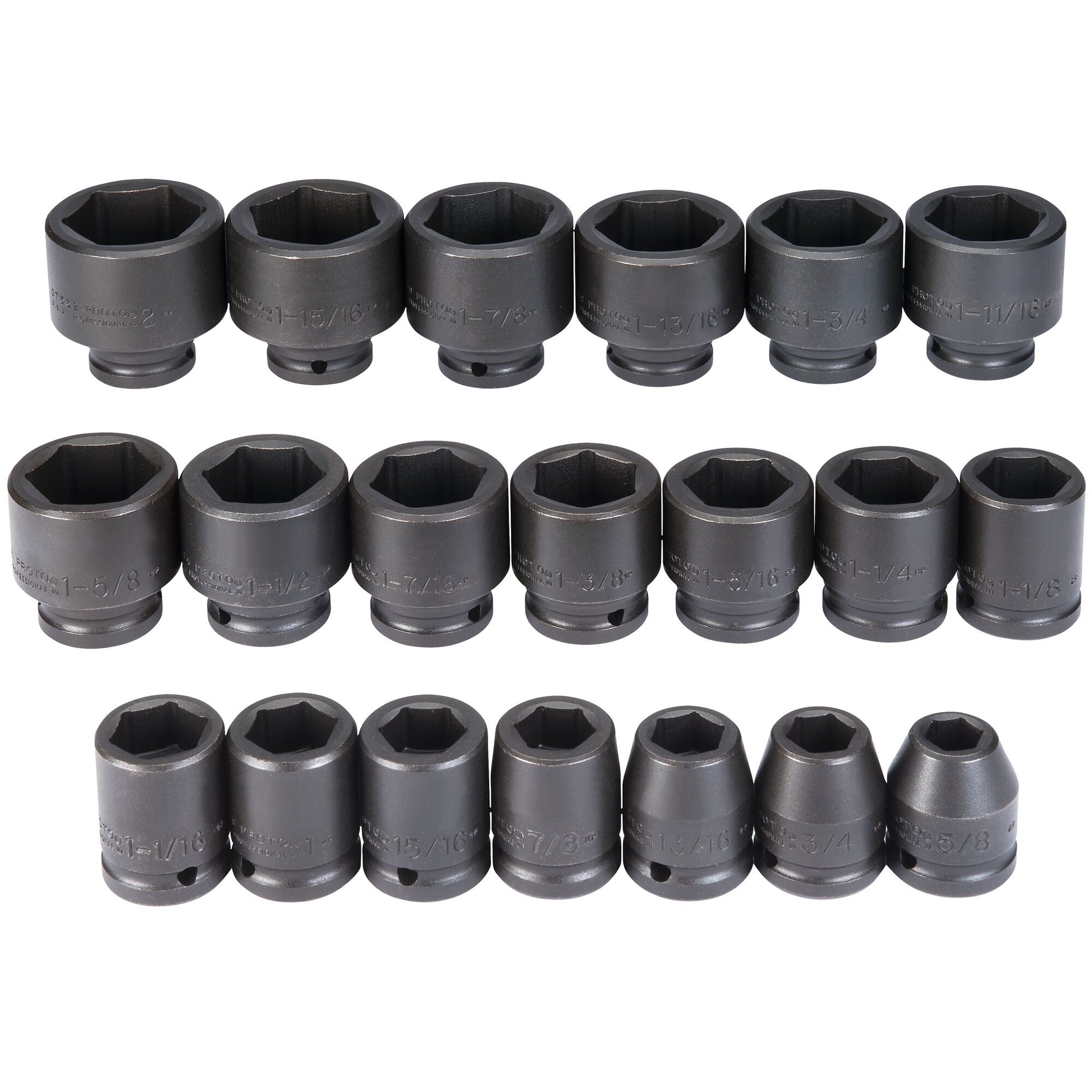 Proto J72103 — 3/4 in. Drive 6-Point Impact Socket Set (20 pc.) J72103