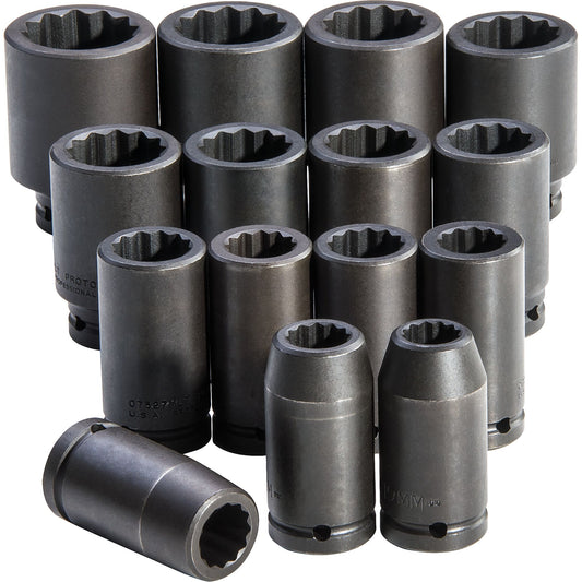 Proto J72104M — 3/4 in. Drive 12-Point Deep Impact Socket Set (15 pc.) J72104M