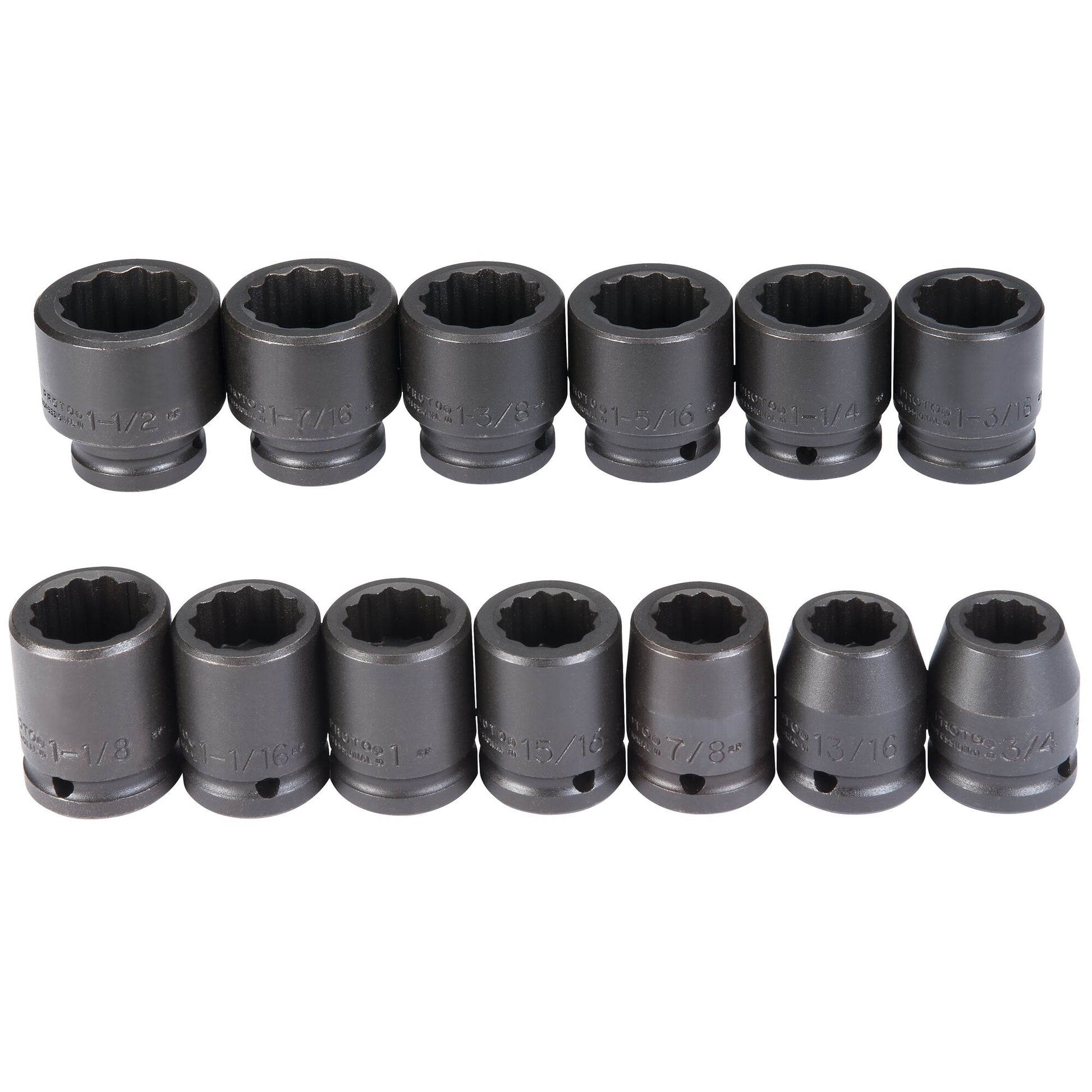 Proto J72104 — 3/4 in. Drive 12-Point Impact Socket Set (13 pc.) J72104