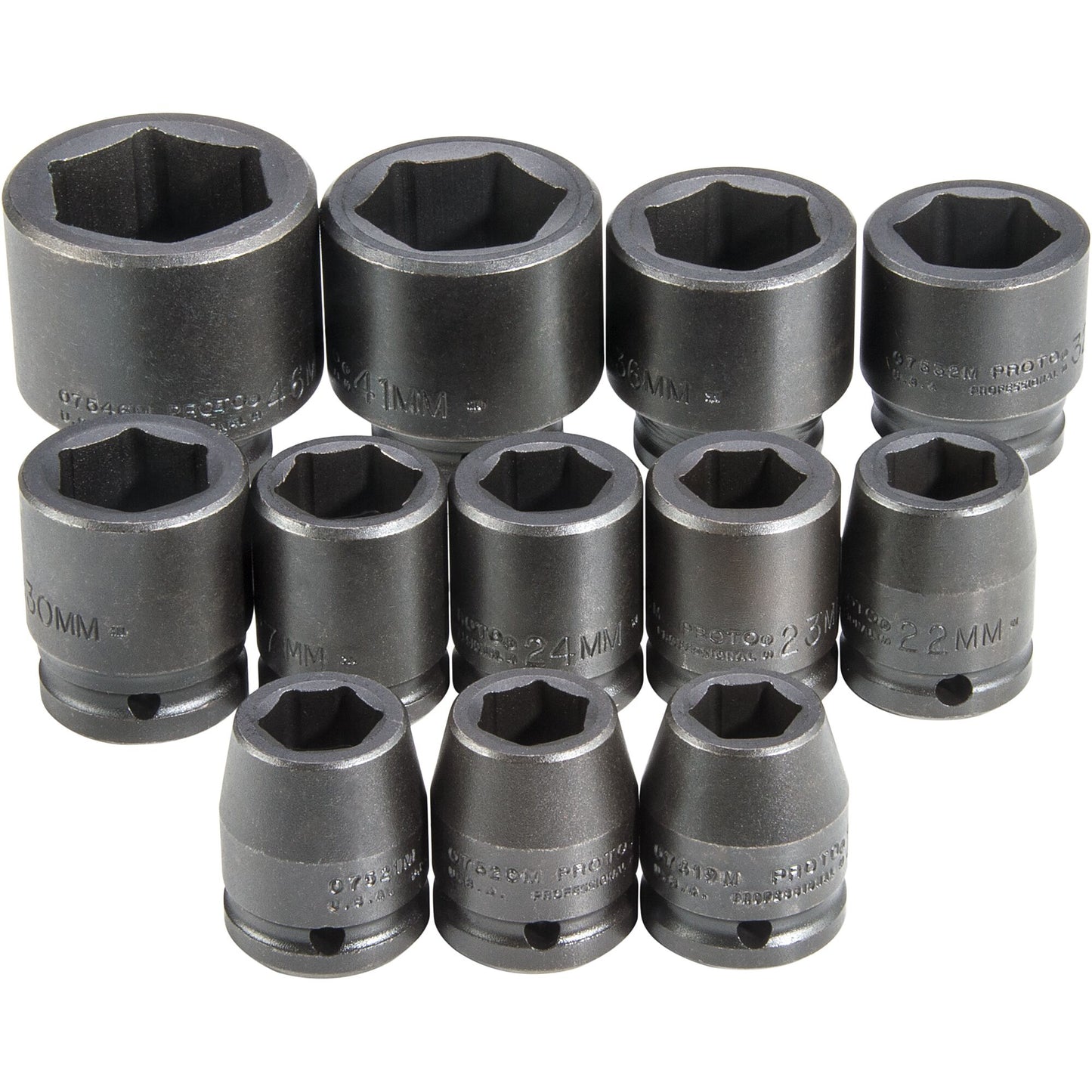 Proto 3/4 in. Drive 6-Point Metric Impact Socket Set (12 pc.) J72105M