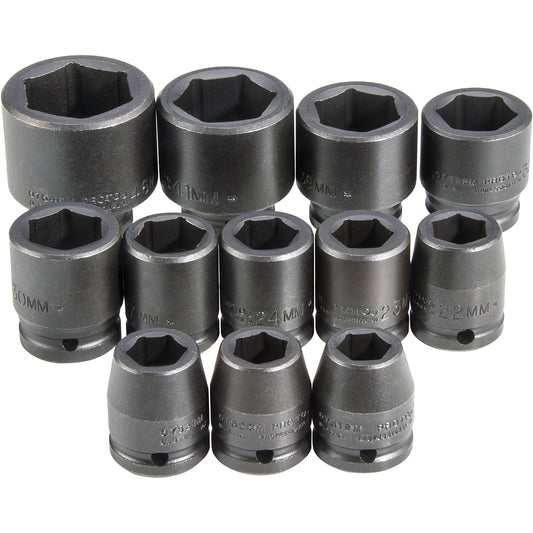Proto 3/4 in. Drive 6-Point Metric Impact Socket Set (12 pc.) J72105M