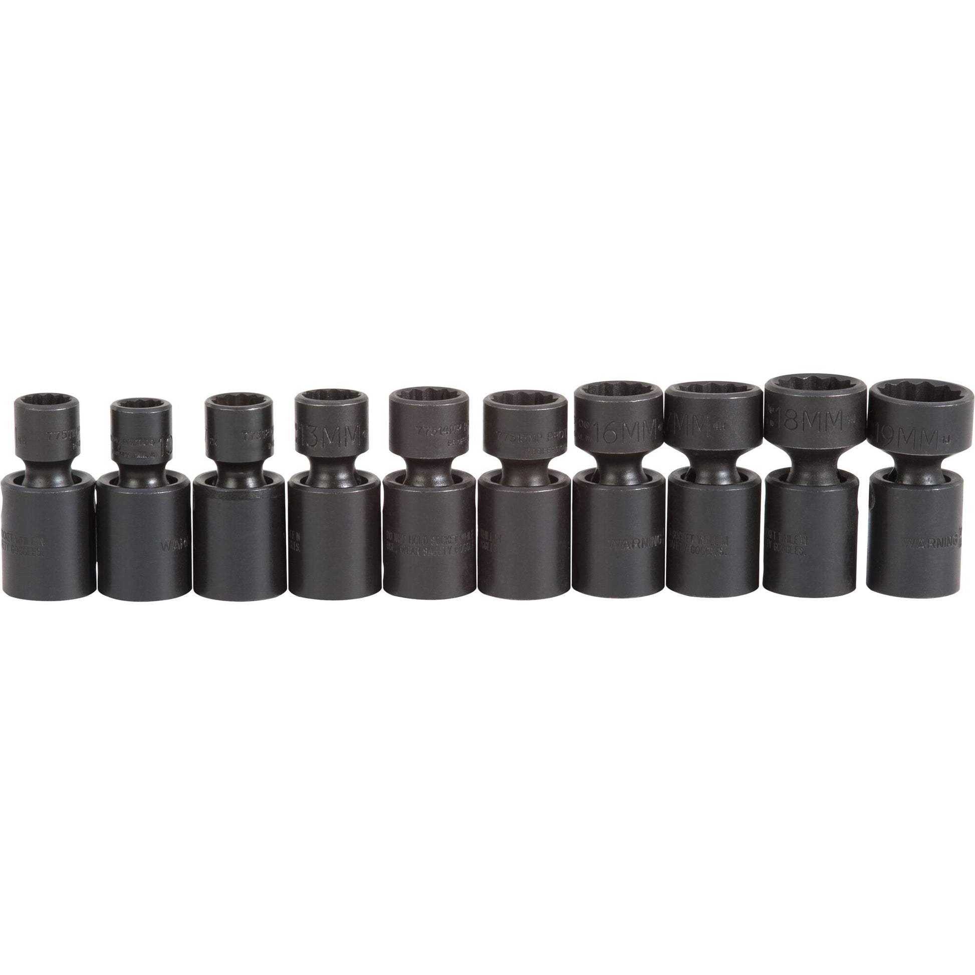 Proto J72137M — 3/8 in. Drive 12-Point Metric Universal Impact Socket Set (10 pc.) J72137M