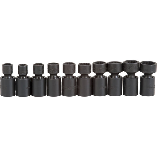 Proto J72137M — 3/8 in. Drive 12-Point Metric Universal Impact Socket Set (10 pc.) J72137M