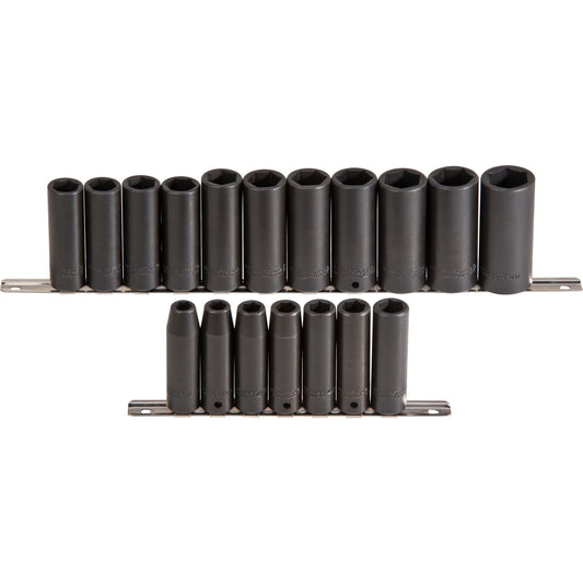 Proto J72149M — 1/2 in. Drive 6-Point Metric Deep Impact Socket Set (18 pc.) J72149M