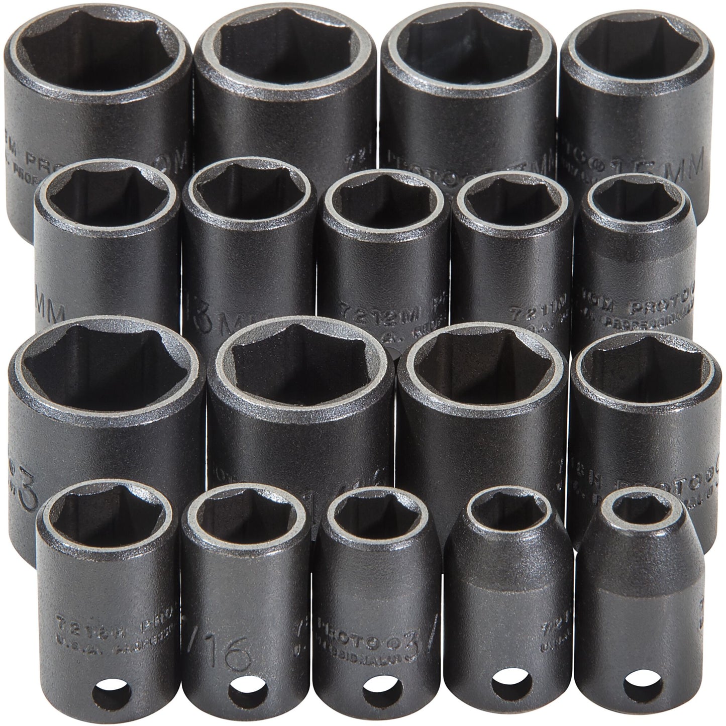 Proto J72230 — 3/8 in. Drive 6-Point Impact Socket Set (18 pc.) J72230