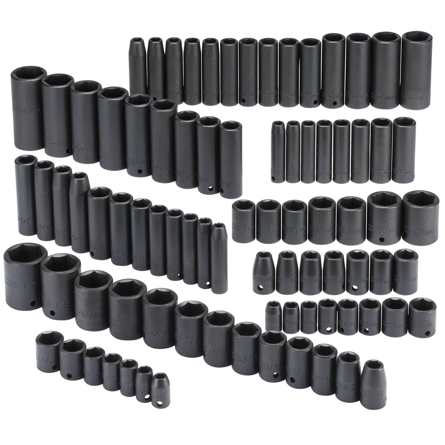 Proto J7274 — 3/8 in. & 1/2 in. Drive 6-Point Impact Socket Set (86 pc.) J7274
