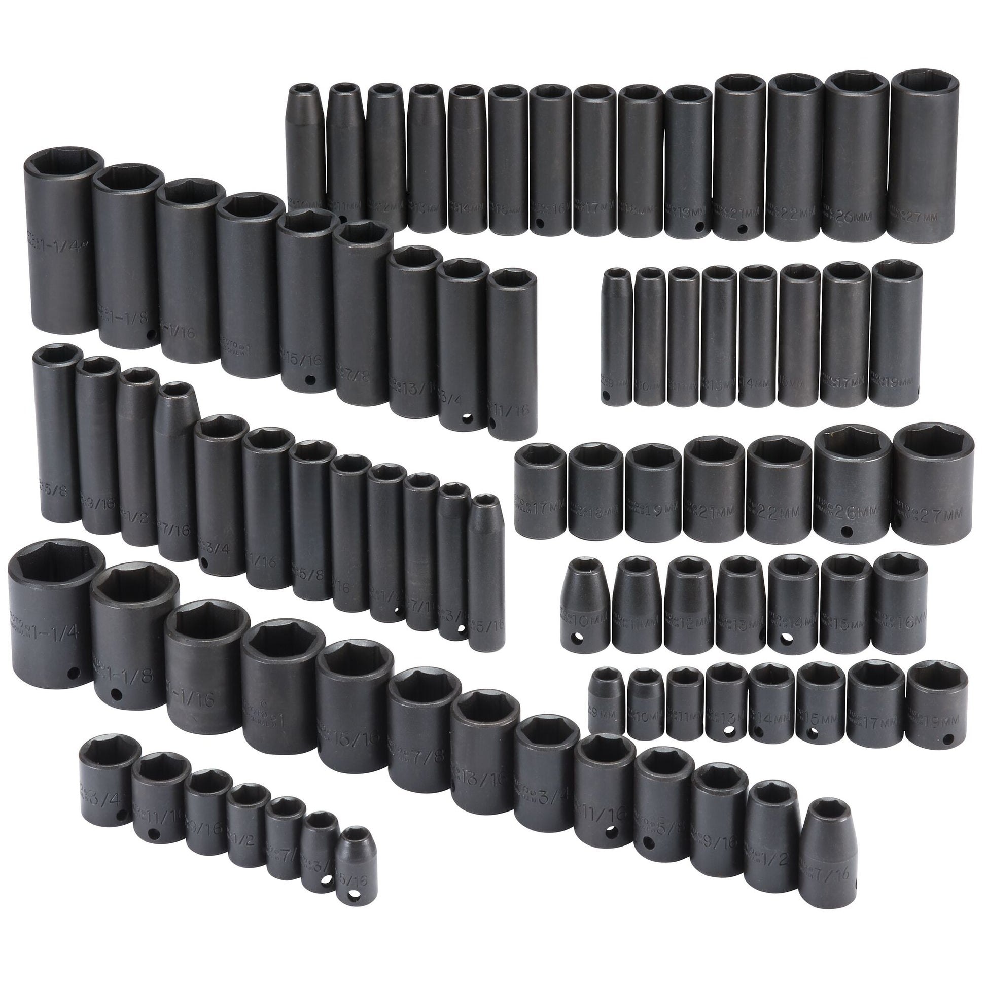 Proto J7274 — 3/8 in. & 1/2 in. Drive 6-Point Impact Socket Set (86 pc.) J7274