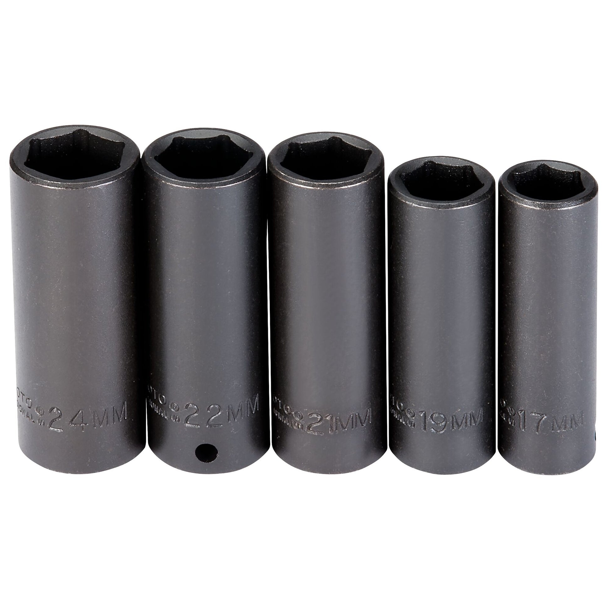 Proto J74218 — 1/2 in. Drive 6-Point Metric Deep Impact Socket Set (5 pc.) J74218