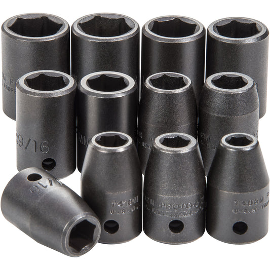 Proto J74242 — 1/2 in. Drive 6-Point Impact Socket Set (12 pc.) J74242