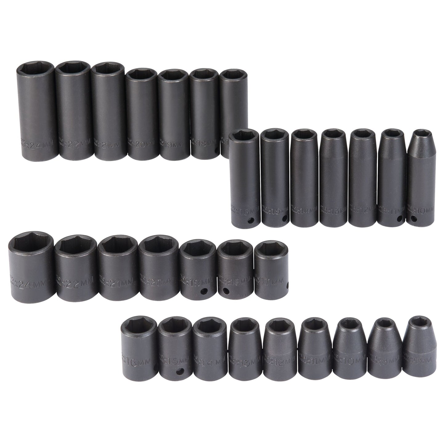 Proto J74306 — 1/2 in. Drive 6-Point Metric Deep & Standard Impact Socket Set (30 pc.) J74306