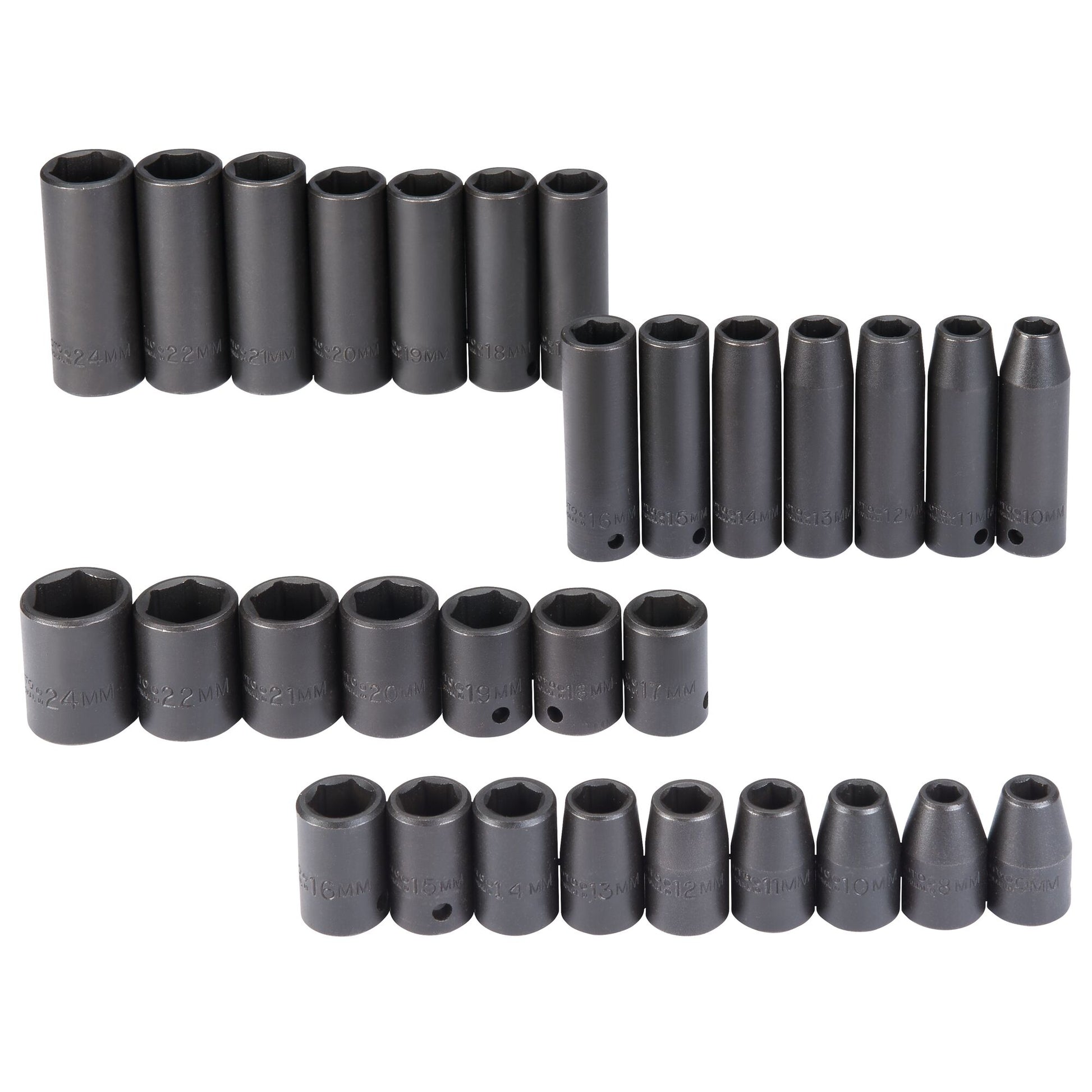Proto J74306 — 1/2 in. Drive 6-Point Metric Deep & Standard Impact Socket Set (30 pc.) J74306
