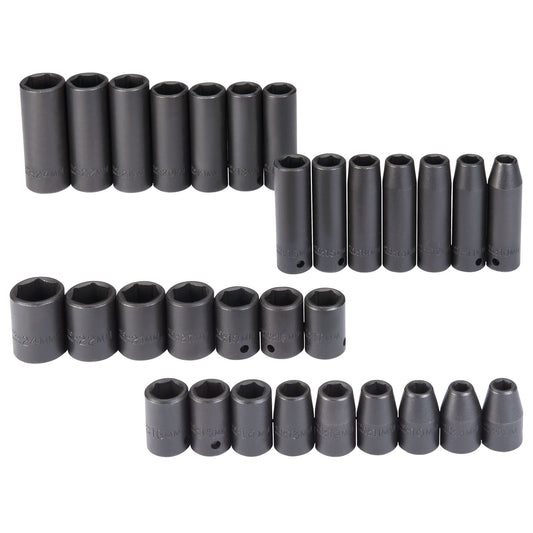 Proto J74306 — 1/2 in. Drive 6-Point Metric Deep & Standard Impact Socket Set (30 pc.) J74306