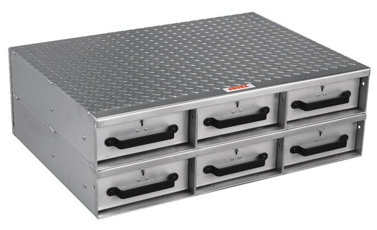Crescent 6 Drawer Short Floor Heavy-Duty Aluminum Drawer Storage 36"W x 12"H x 26"L 1406980