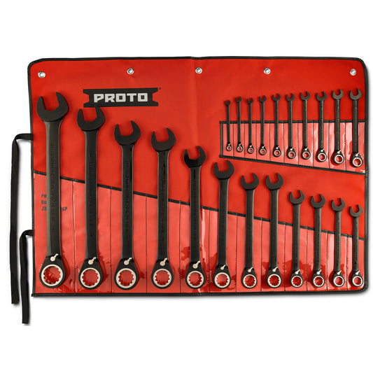 Proto JSCVM-22S — Velocity Black Chrome Reversible Ratcheting Combination Spline Wrench Set (22 pc.) JSCVM-22S