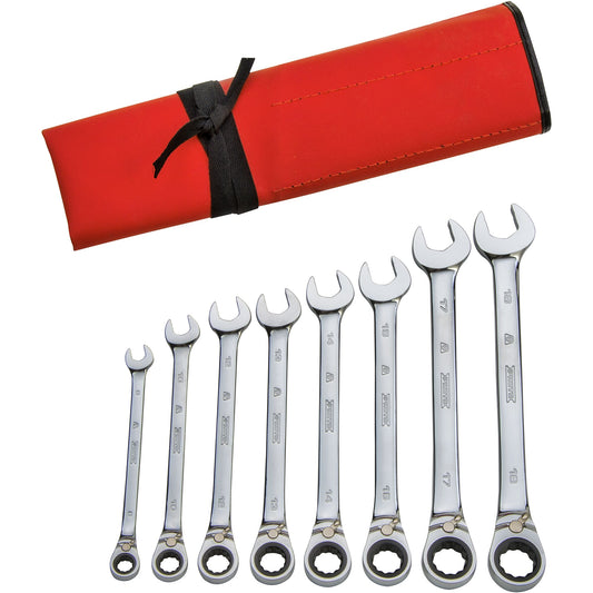 Proto JSCVMT-8S — Full Polish 12-Point Reverse Ratcheting Wrench Set (8 pc.) JSCVMT-8S