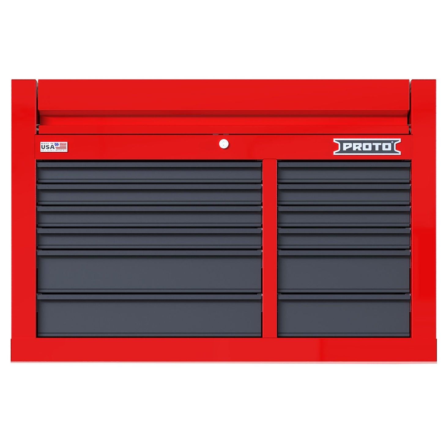 Proto 42 in. 12 Drawer Top Chest Red Gray JSTV4228CD12RG