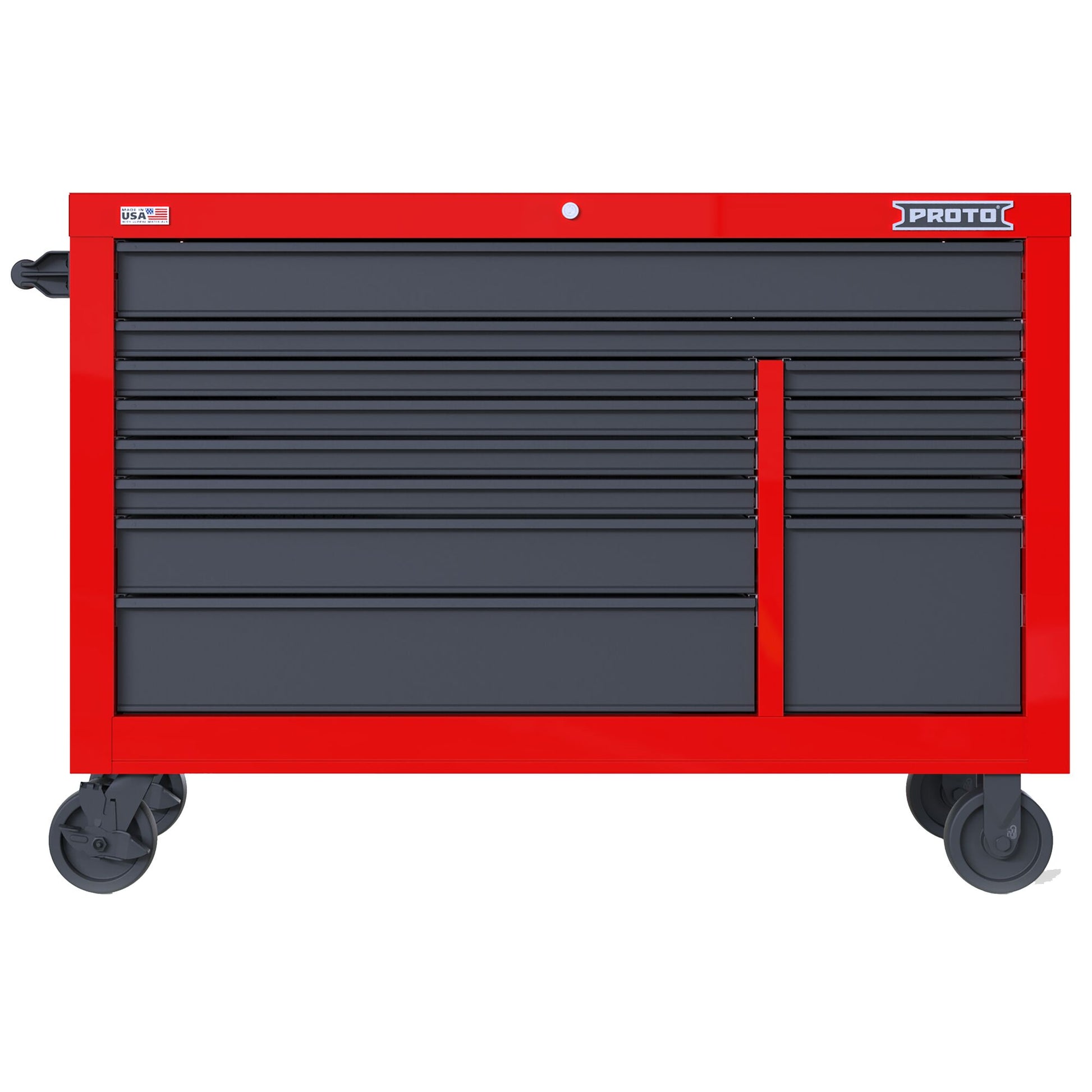 Proto 55In 13 Drawer Roller Cab Red Gray JSTV5539RD13RG