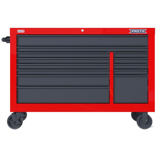 Proto 55In 13 Drawer Roller Cab Red Gray JSTV5539RD13RG