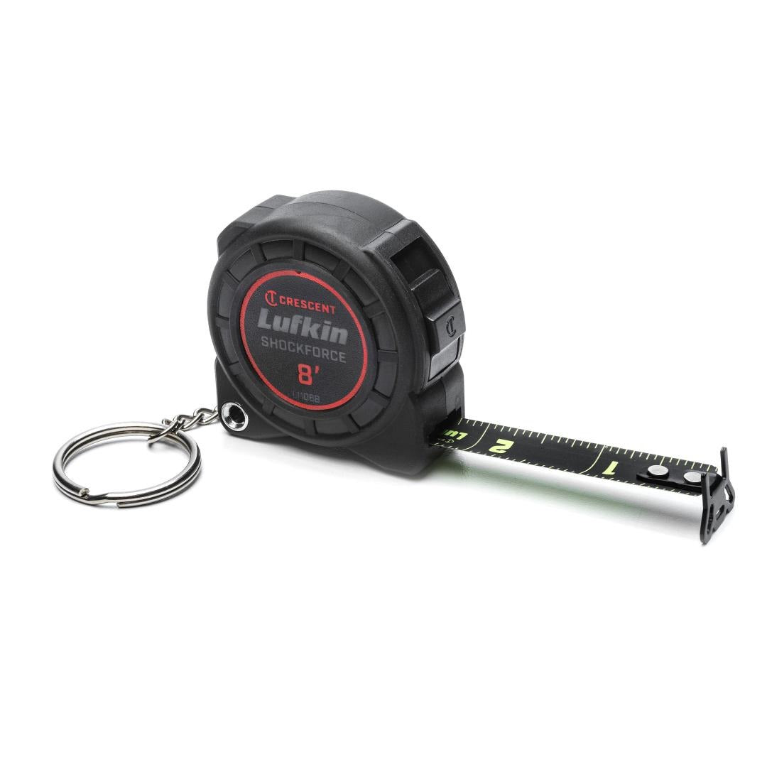 Crescent 1/2" x 8' SHOCKFORCE NITE EYE™ Tape Measure Keychain L1108B