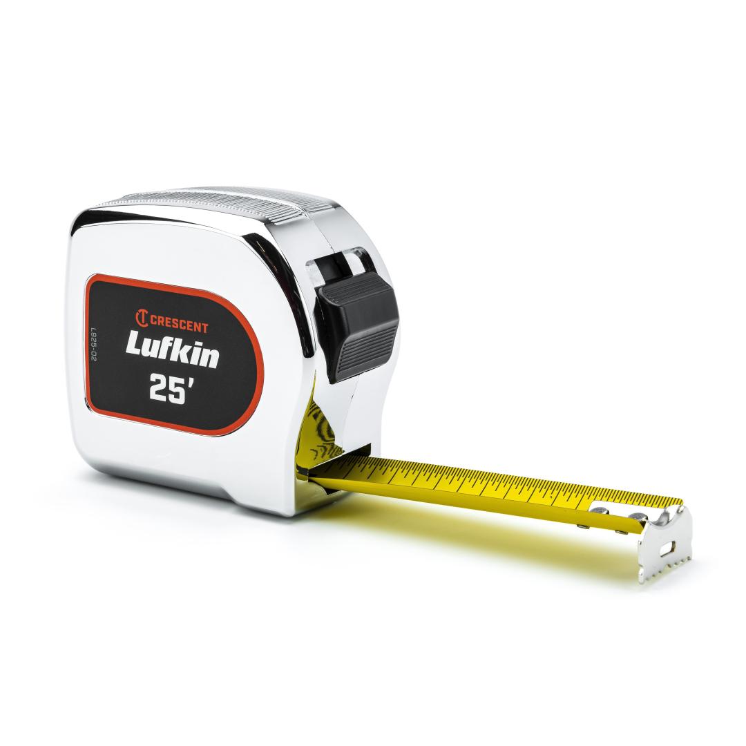 Crescent 1-1/8" x 25' Chrome Case Yellow Clad Tape Measure L925-02