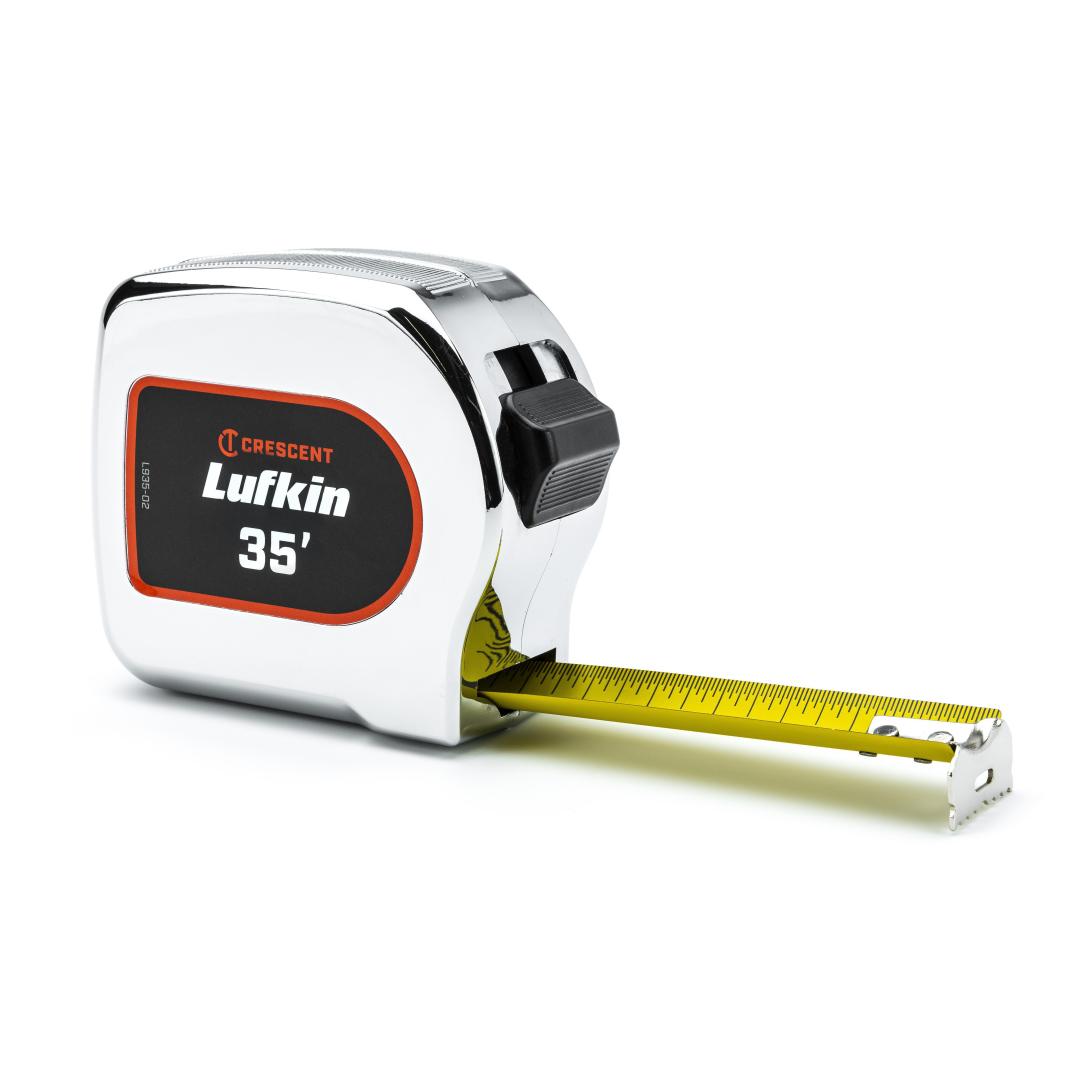 Crescent 1-1/8" x 35' Chrome Case Yellow Clad Tape Measure L935-02
