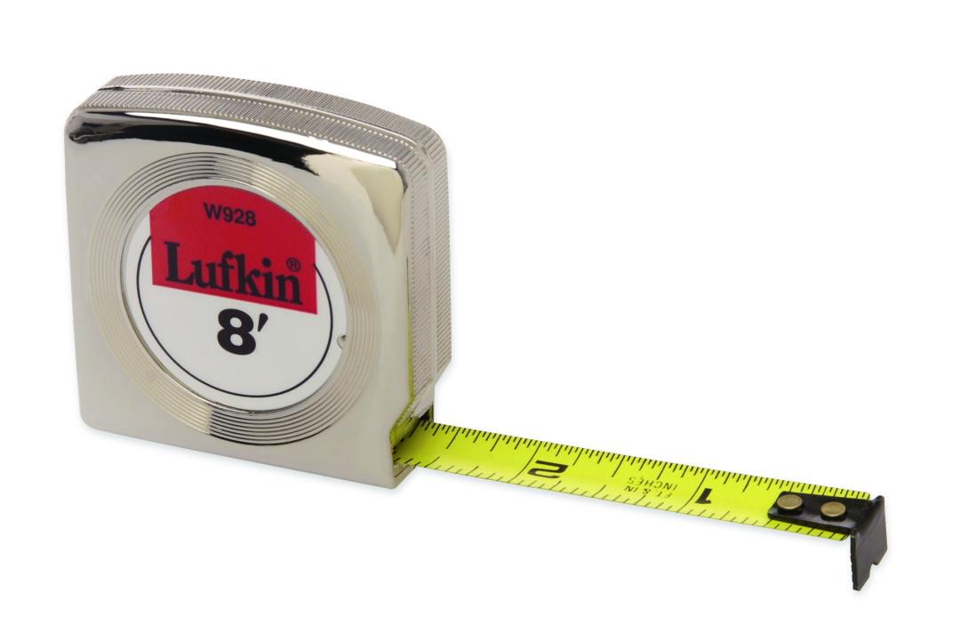 Crescent 1/2" x 8' Mezurall® Chrome Case Yellow Clad Power Return Tape Measure W928