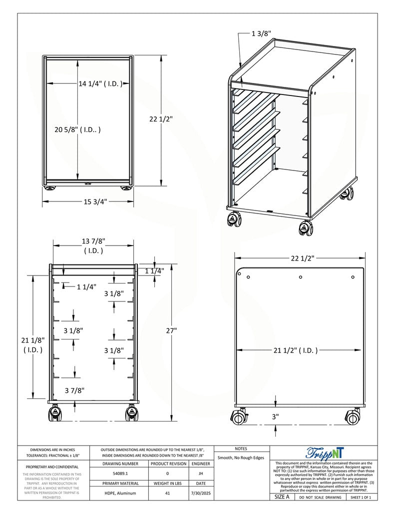 TrippNT 54089 LabFlow Hood Cart - Biosafety Cabinet Under-Hood Storage Lifestyle Shot