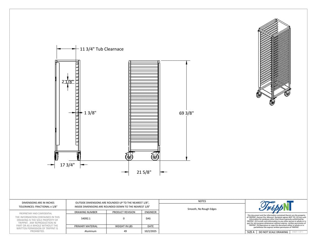TrippNT 54092 LabFlow Storage Rack - Front and Back Manual Gate Locks for Tray Security