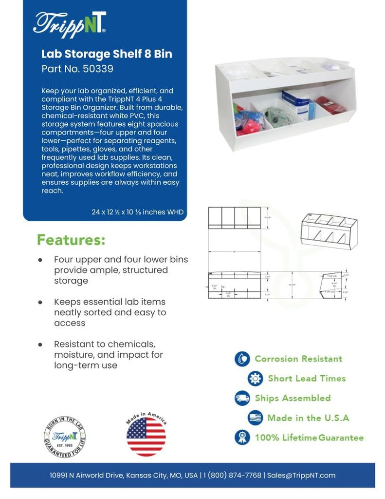 TrippNT 50339 Lab Storage Bin - Lab Bench Workstation Context Lifestyle Shot