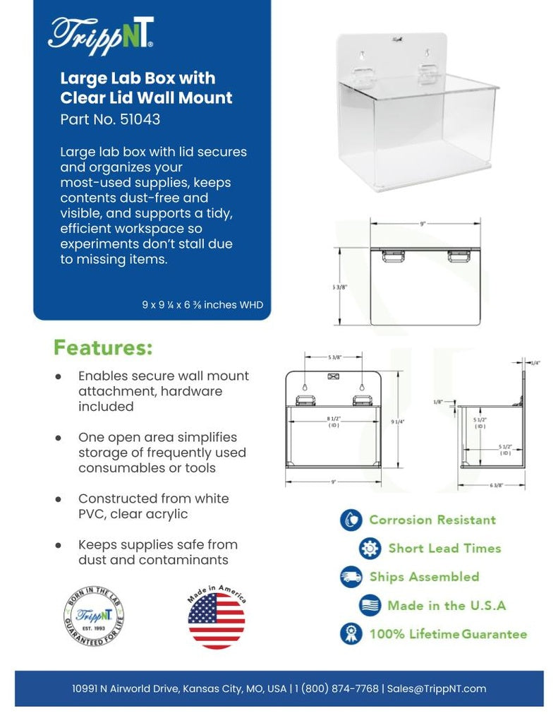 TrippNT 51043 Large Lab Box with Lid Laboratory Lifestyle Environment