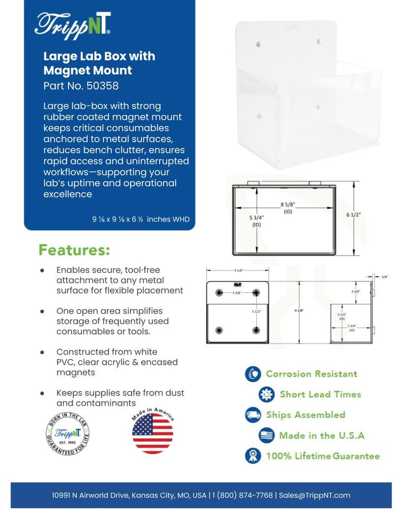 TrippNT 50358 — laboratory in-use view on instrument cart steel upright showing content visibility