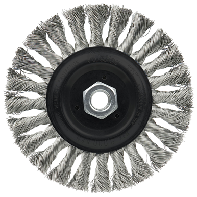 Weiler Standard Twist Knot Wire Wheel, .016" Stainless Steel Fill