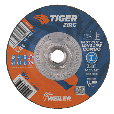 Weiler TIGER ZIRC Type 27 Cut/Grind Combo Wheel