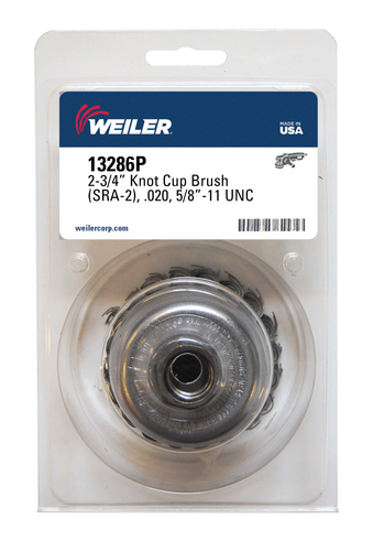 Weiler Single Row Knot Wire Cup Brush, .020" Steel Fill 13286P