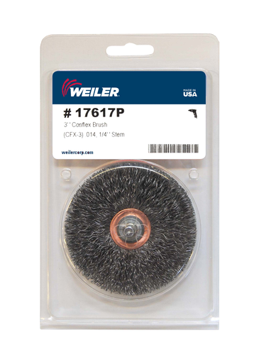 Weiler Stem-Mounted Crimped Wire Wheel, .014" Steel Fill 17617P