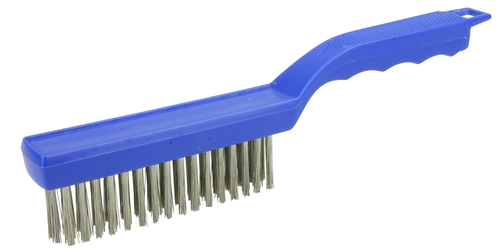 Weiler Hand Wire Scratch Brush, .012 Stainless Steel Fill, 4 x 16 Rows 44299