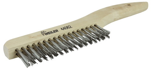 Weiler Hand Wire Scratch Brush. .012 Stainless Steel Fill, Shoe Handle