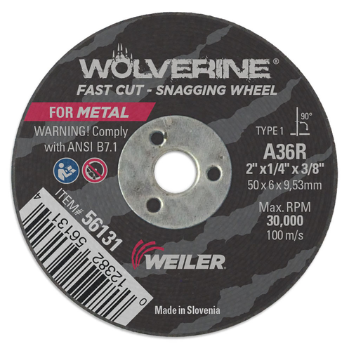 Weiler WOLVERINE Type 1 Snagging Wheel 56131 — Case of 40