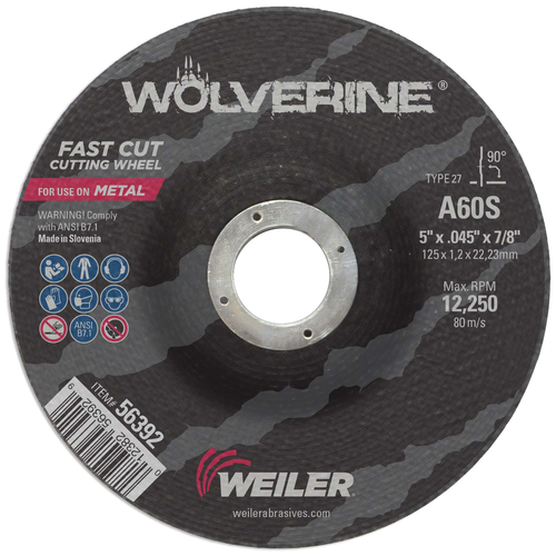 Weiler Wolverine Type 27 Thin Cutting Wheel 56392 — Pack of 25