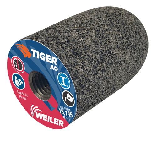 Weiler TIGER AO TYPE 18R Round Tip Portable Grinding Plug 68329 — Box of 12