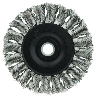 Weiler Standard Twist Knot Wire Wheel, .014" Stainless Steel Fill
