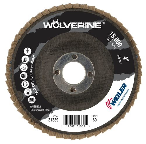Weiler Wolverine Abrasive Flap Disc, Conical (TY29), Phenolic Backing
