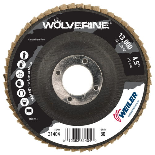 Weiler Wolverine Abrasive Flap Disc, Flat (TY27), Phenolic Backing