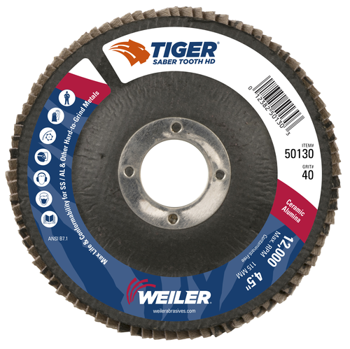 Weiler Tiger Ceramic High Density (TY27) Abrasive Flap Disc