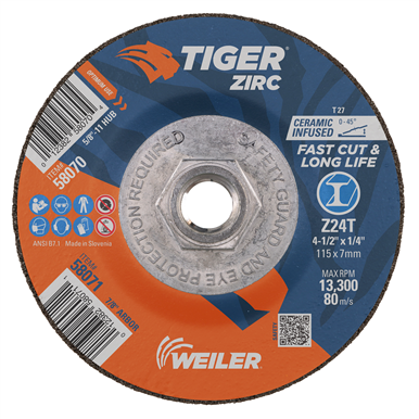 Weiler TIGER ZIRC Type 27 Grinding Wheel