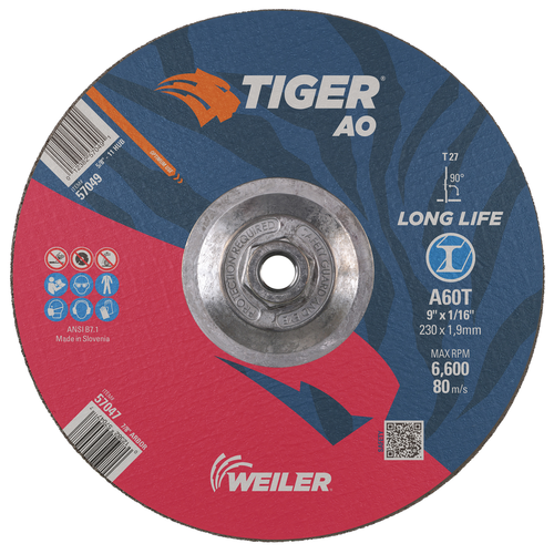 Weiler TIGER Type 27 Cutting Wheel 57049 — Box of 10