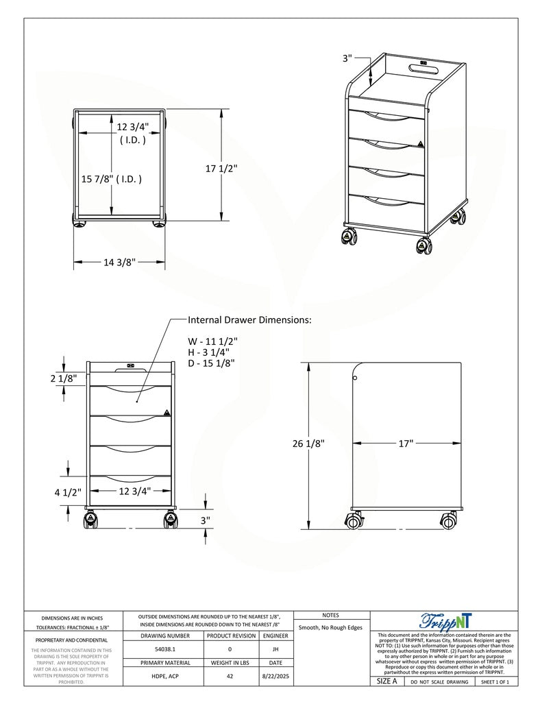 TrippNT 54038 MRI Compact Cart MRI Suite Environment Lifestyle Shot