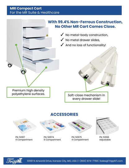 TrippNT 54038 MRI Compact Cart Multi-Angle View 14 1/4 Width