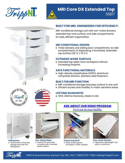 TrippNT 51731 MRI Extra Wide Core Cart - MRI Suite Zone Boundary Staging Lifestyle Shot