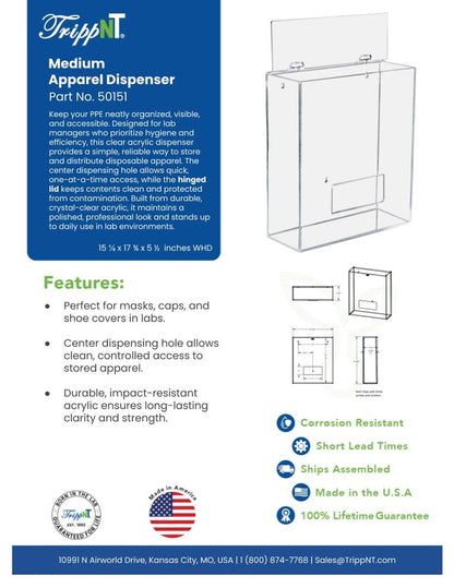 TrippNT 50151 Medium Apparel Dispenser - Gowning Room Wall Installation Lifestyle Shot